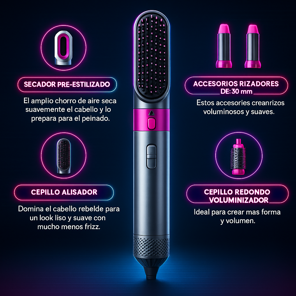 RIZA LISS® pro Cepillo-Secador 5 En 1