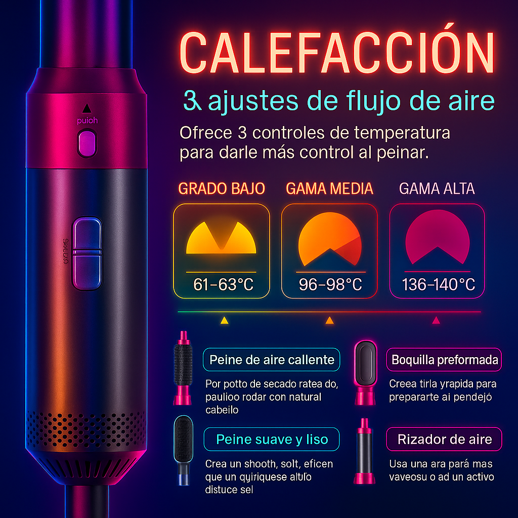 RIZA LISS® pro Cepillo-Secador 5 En 1